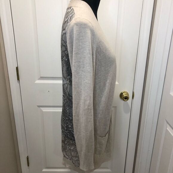 89th & Madison open front cardigan sweater with sheer snake skin print x large - Picture 4 of 9